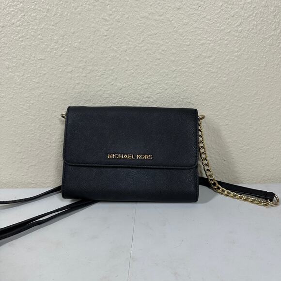 Michael Kors Coated Canvas Crossbody Phone Bag Black - Picture 2 of 7